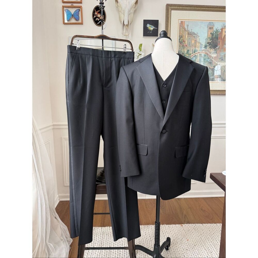 Umo Lorenzo Black 3pc Tuxedo Suit Mens $275 M